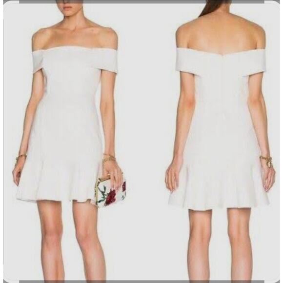 N Nicholas Ponti Off Shoulder Mini Dress in White size 8US msrp $495 - Picture 1 of 11